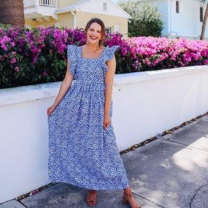 NEW Elisamama Blue Leopard Dress L Large